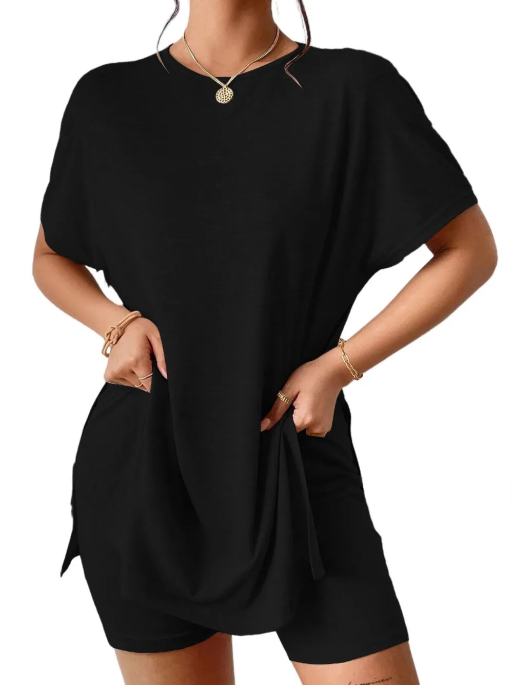 Casual Round Neck T-Shirt and Shorts Set, image 7