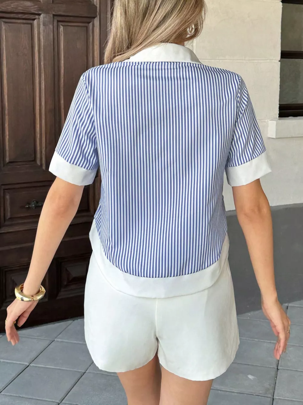 Striped Button-Down Short Sleeve Shirt, image 4