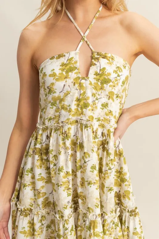 Floral Print Halter Neck Tiered Mini Dress, image 5