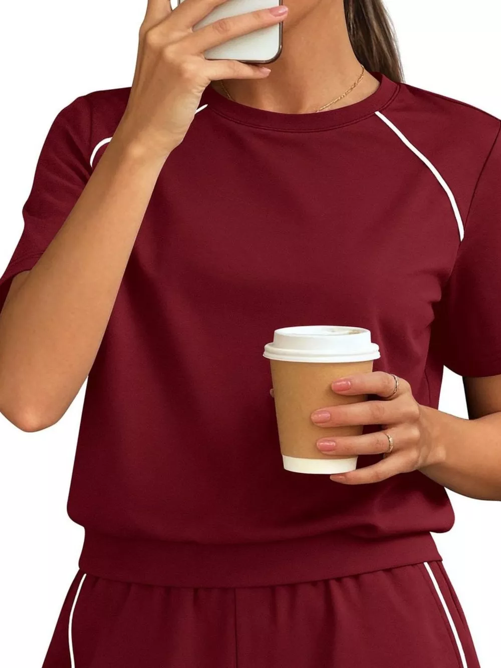 Contrast Trim Short Sleeve T-Shirt and Shorts Set, image 10