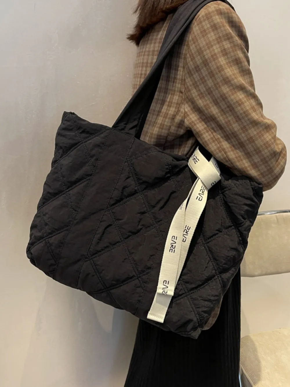 Quilted Nylon Large Tote Bag, image 7