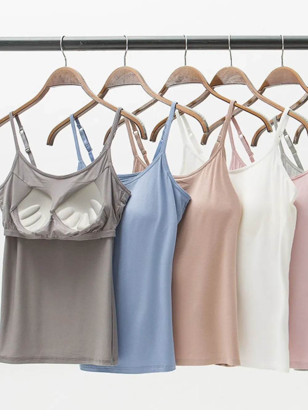 Full Size Adjustable Strap Modal Cami with Bra, image 5