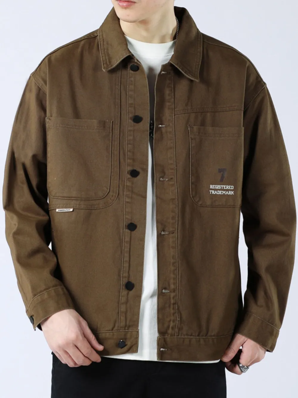 Men's Full Size Button Up Long Sleeve Shacket Plus Size, image 2