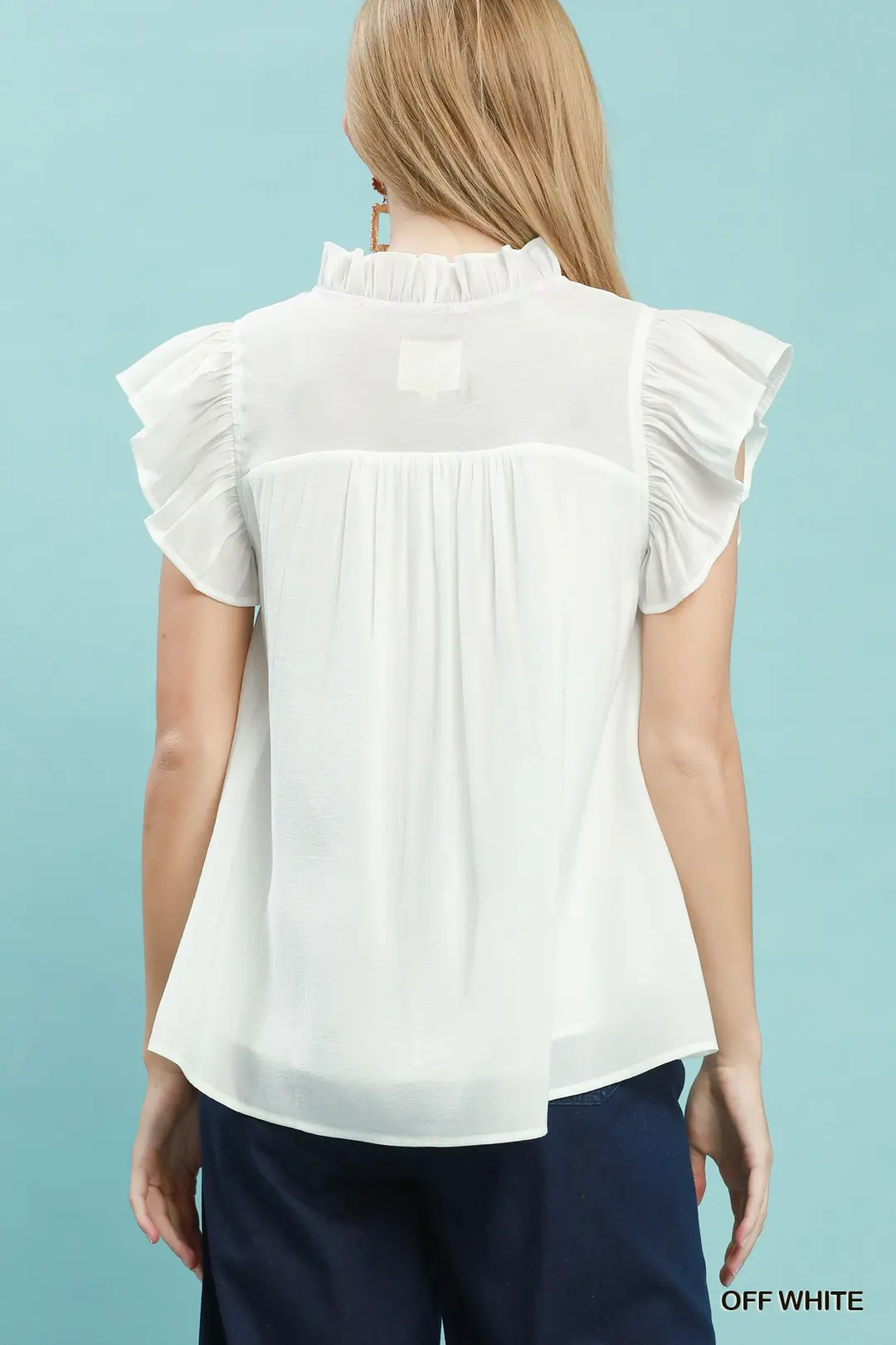Smocked Yoke Ruffle Sleeve Blouse, image 2
