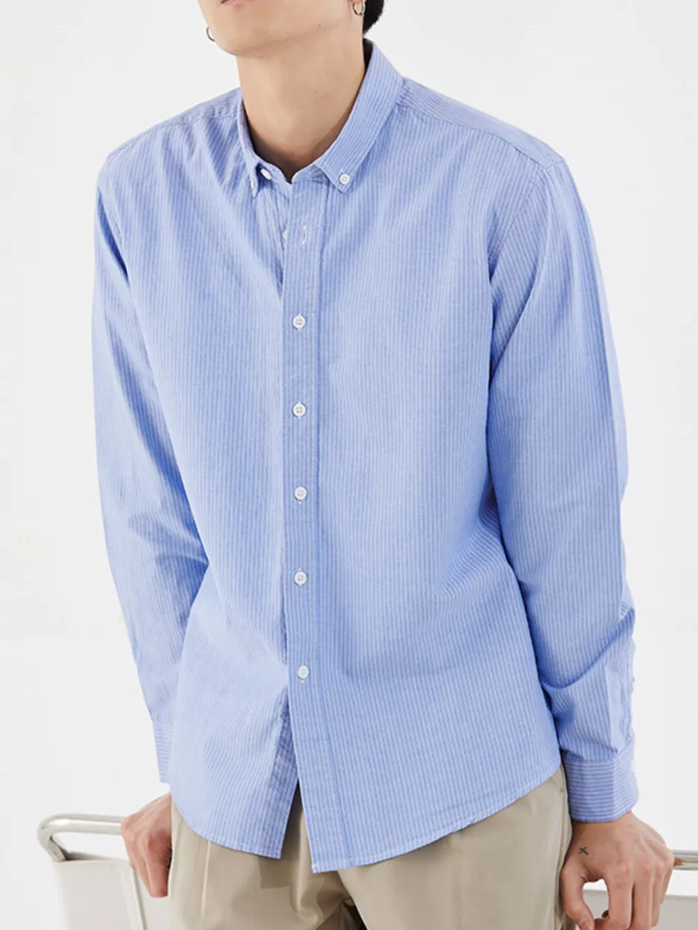 Men's Full Size Striped Button Up Long Sleeve Shirt Plus Size