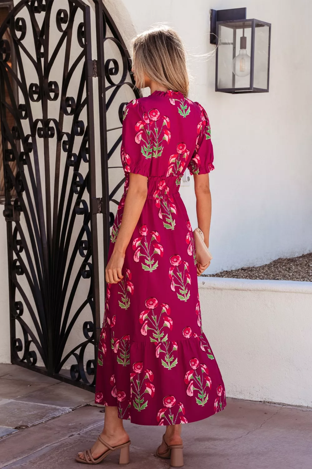 Floral Print Short Sleeve Midi Dress, image 3