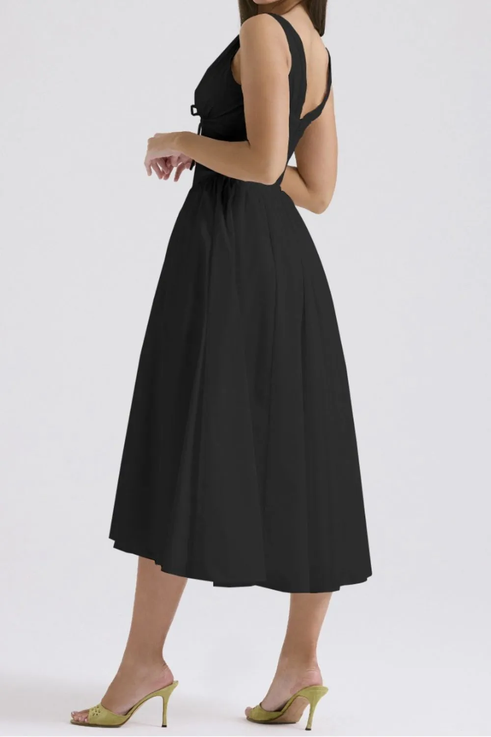 Ruched V-Neck Sleeveless Dress with Pockets, image 7