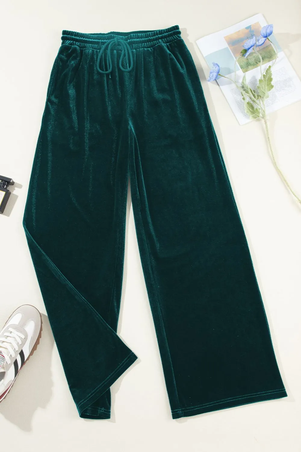 Drawstring Waist Wide Leg Active Pants, image 8