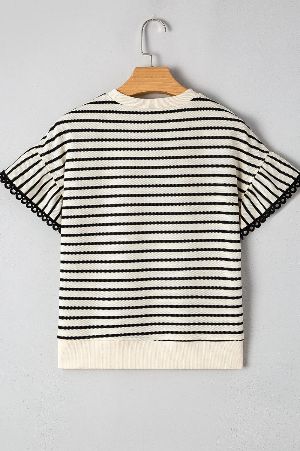 Striped Round Neck Ruffle Sleeve Blouse, image 5