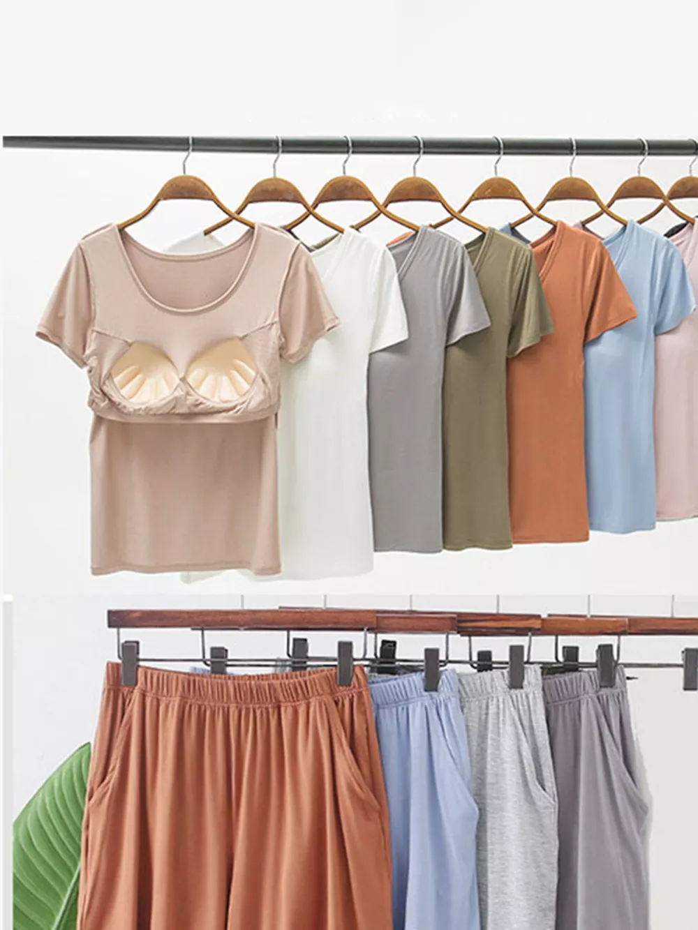 Plus Size Padded Modal Short Sleeve T-Shirt and Shorts Set, image 3