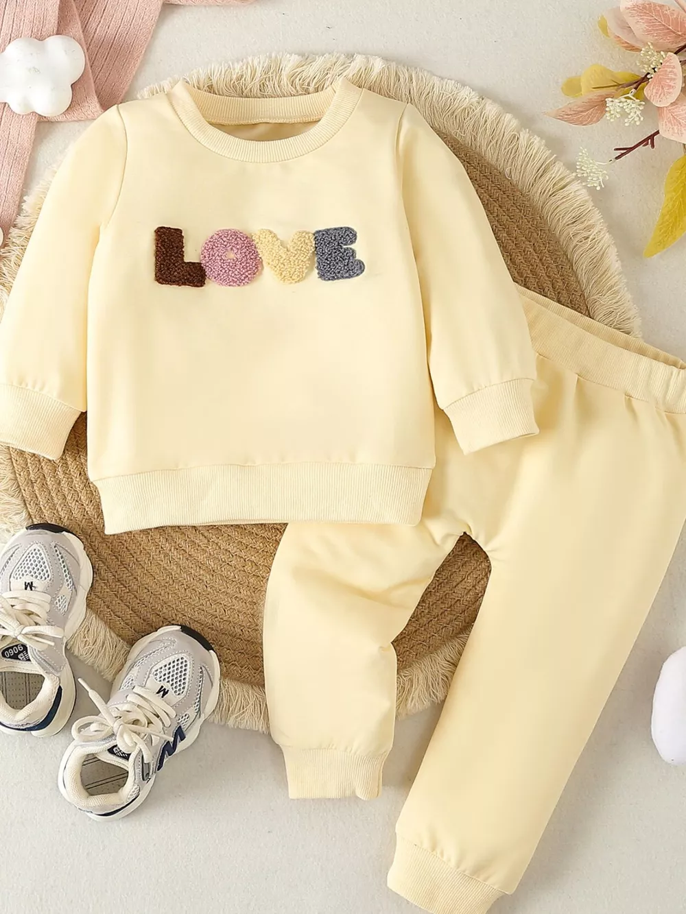 Children's Letter Round Neck Top and Pants Set, image 7