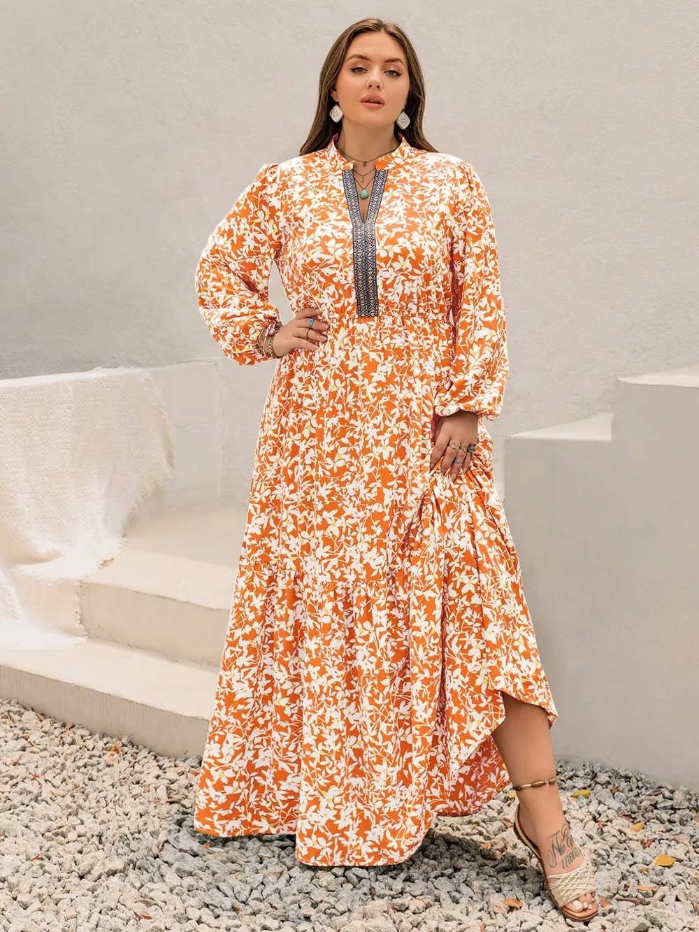 Plus Size Boho Floral Print Maxi Dress, image 6