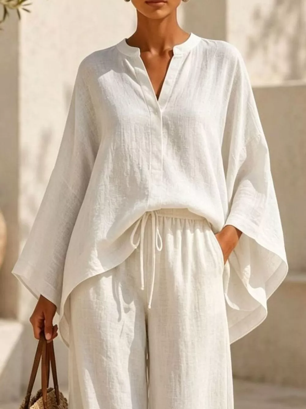 Full Size Loose Fit Top and Wide-Leg Pants Set Plus Size, image 3