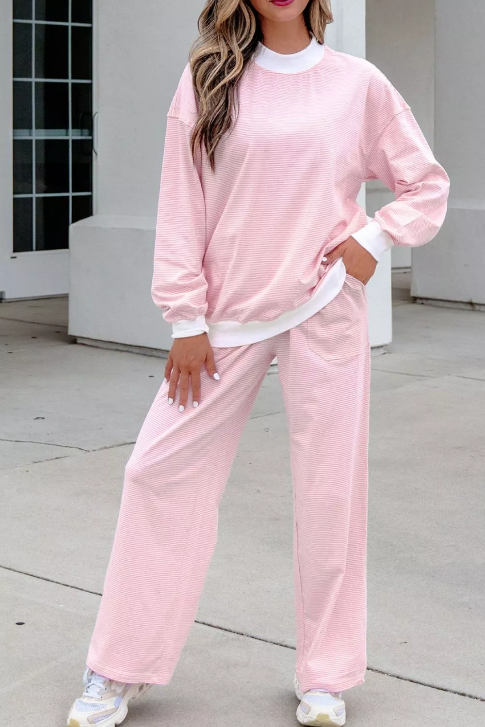 Striped Long Sleeve Top and Pants Set, image 3