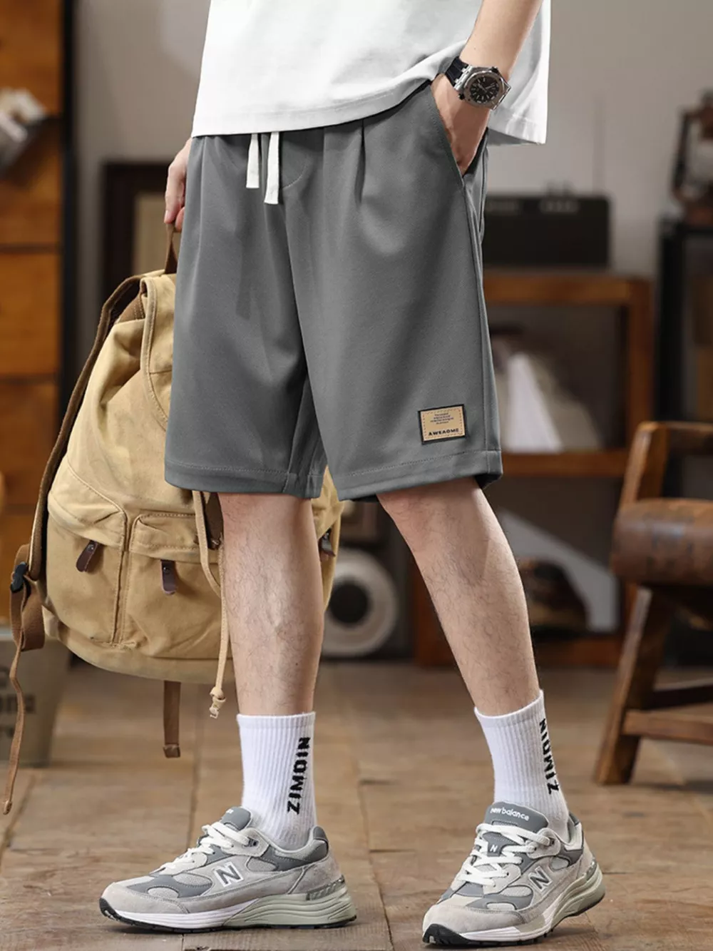 Men's Plus Size Casual Loose-Fit Drawstring Shorts, image 6