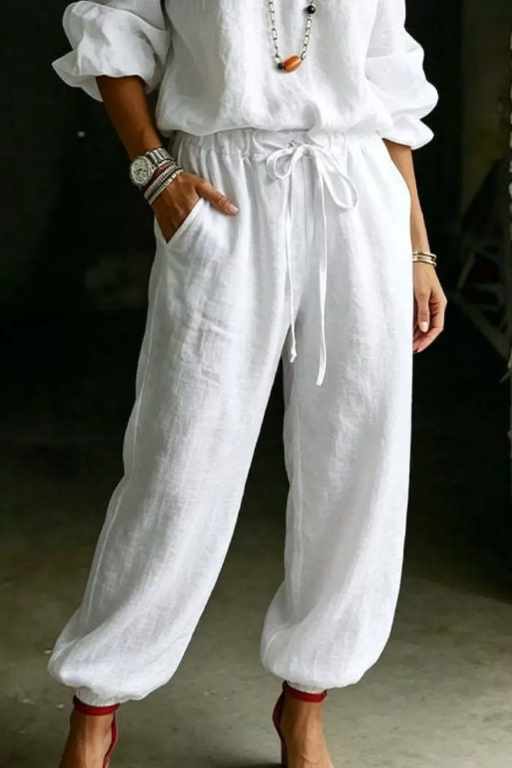 Full Size Off-Shoulder Top and Pants Set Plus Size, image 4