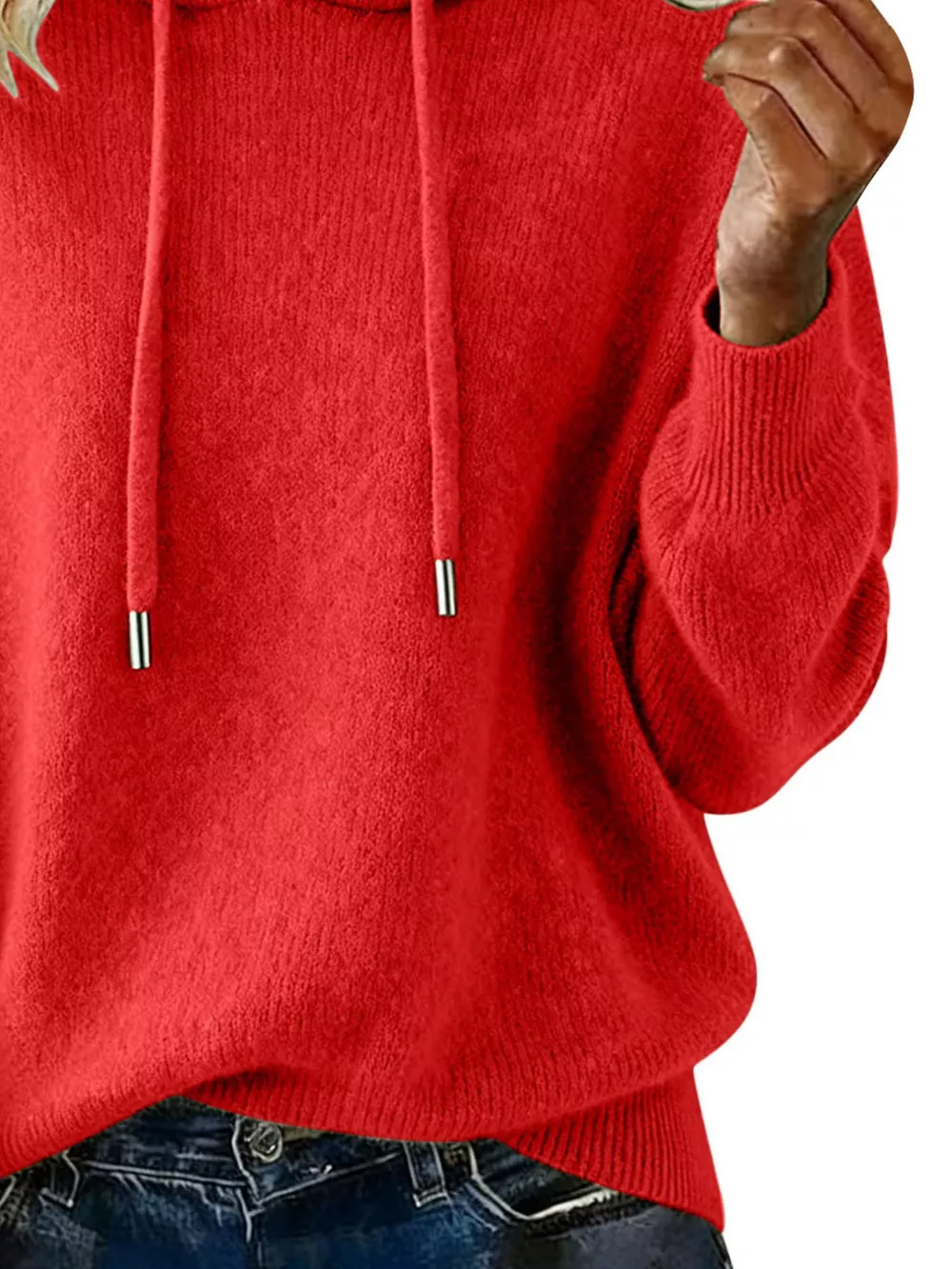 Drawstring Long Sleeve Hooded Sweater, image 12