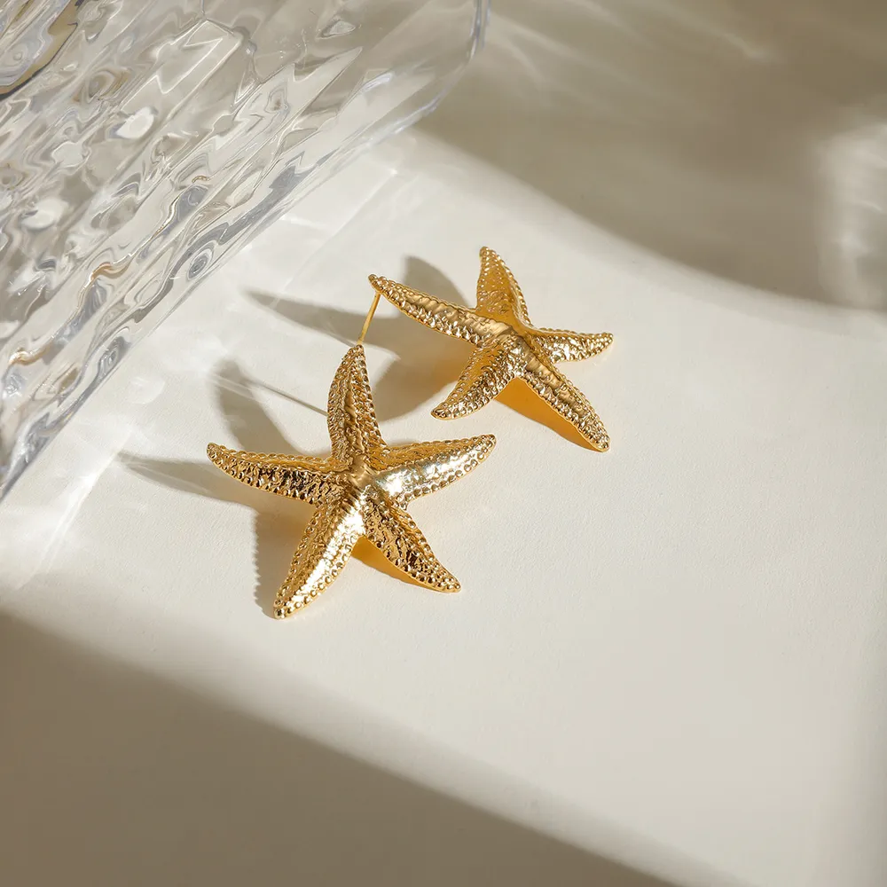 18K Gold-Plated Starfish Stud Earrings, image 4