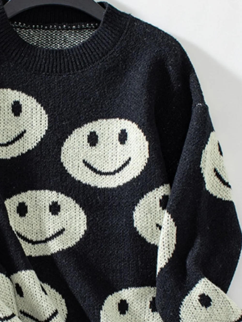 Smile Pattern Round Neck Long Sleeve Sweater, image 9