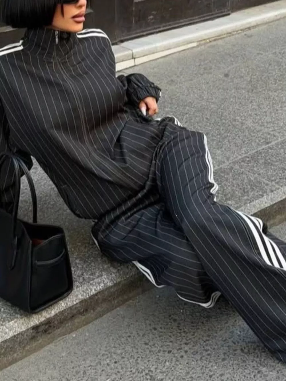 Side Stripe Zip Up Jacket and Pants Set, image 4
