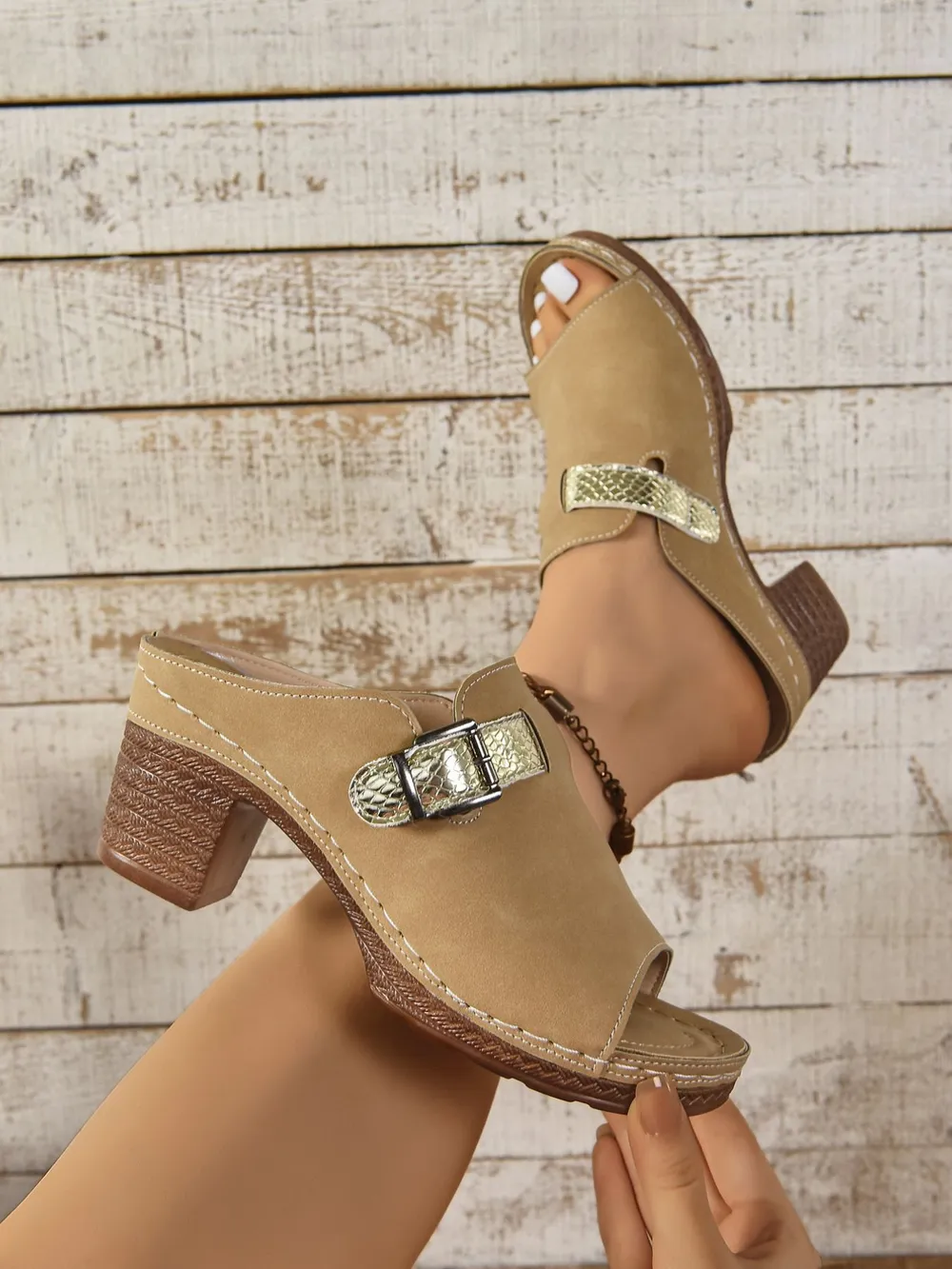 Buckle Block Heel Sandals, image 6