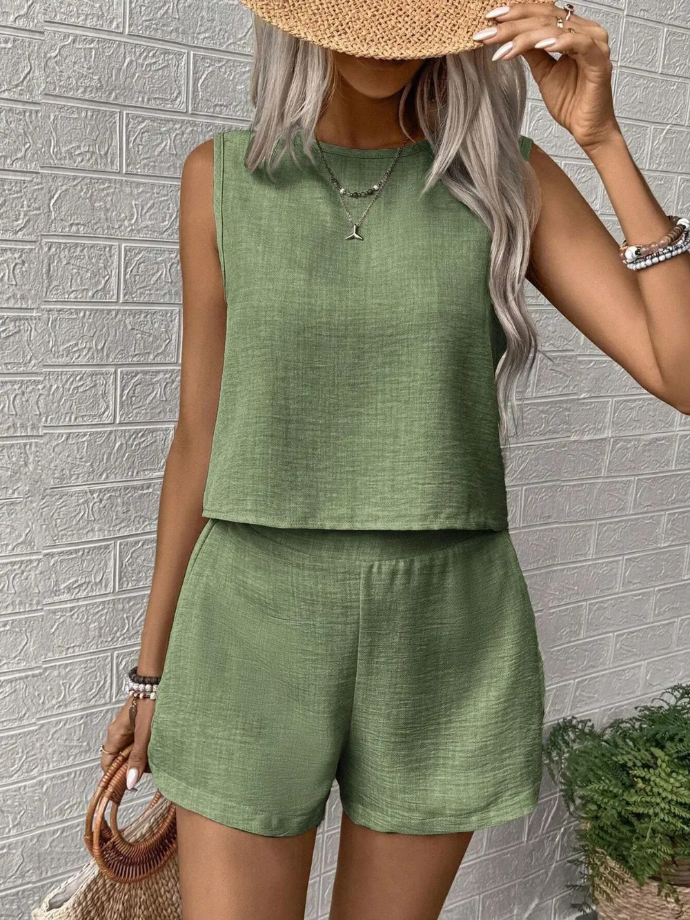 Round Neck Sleeveless Top and Shorts Set, image 9