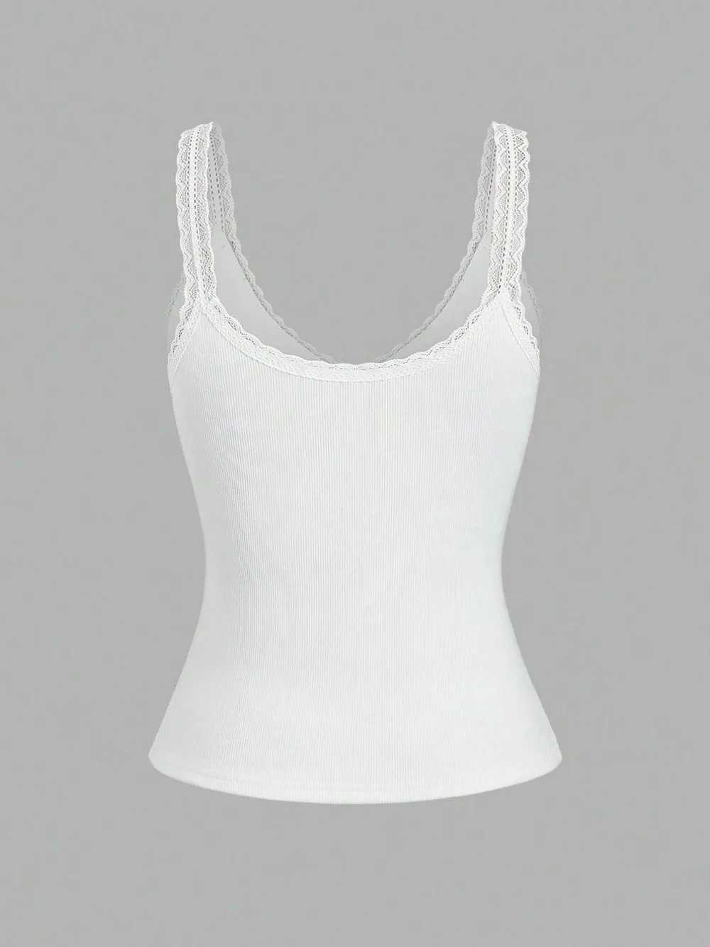 Lace Detail V-Neck Wide Strap Tank, image 2