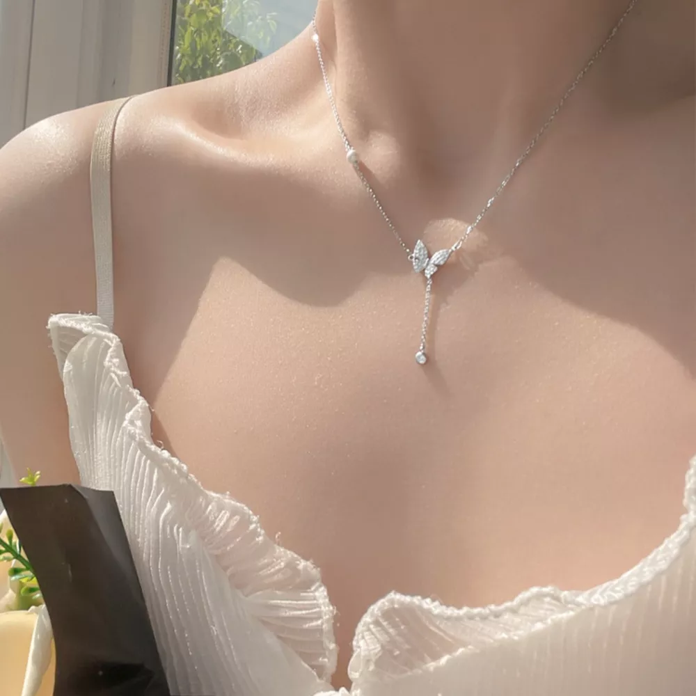 925 Sterling Silver Zircon Butterfly Necklace, image 4