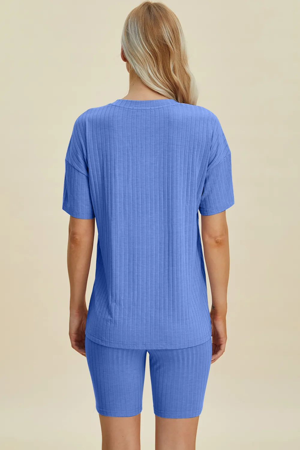 Full Size Ribbed V-Neck Short Sleeve Top and Shorts Set, image 14