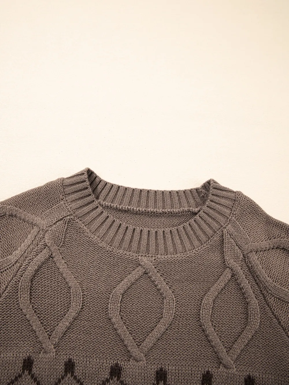 Geometric Round Neck Long Sleeve Sweater, image 9