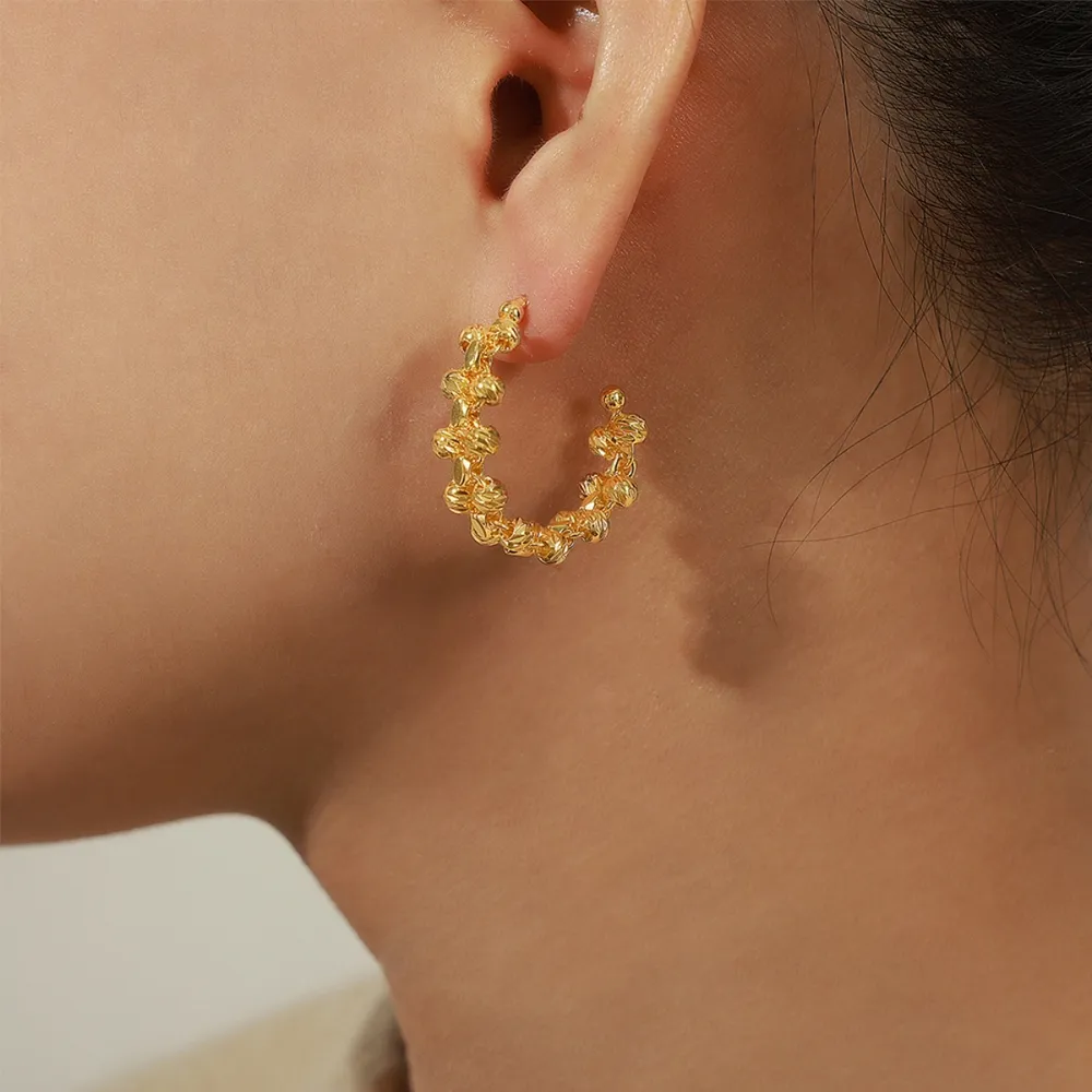 Titanium Steel C-Hoop Earrings, image 2