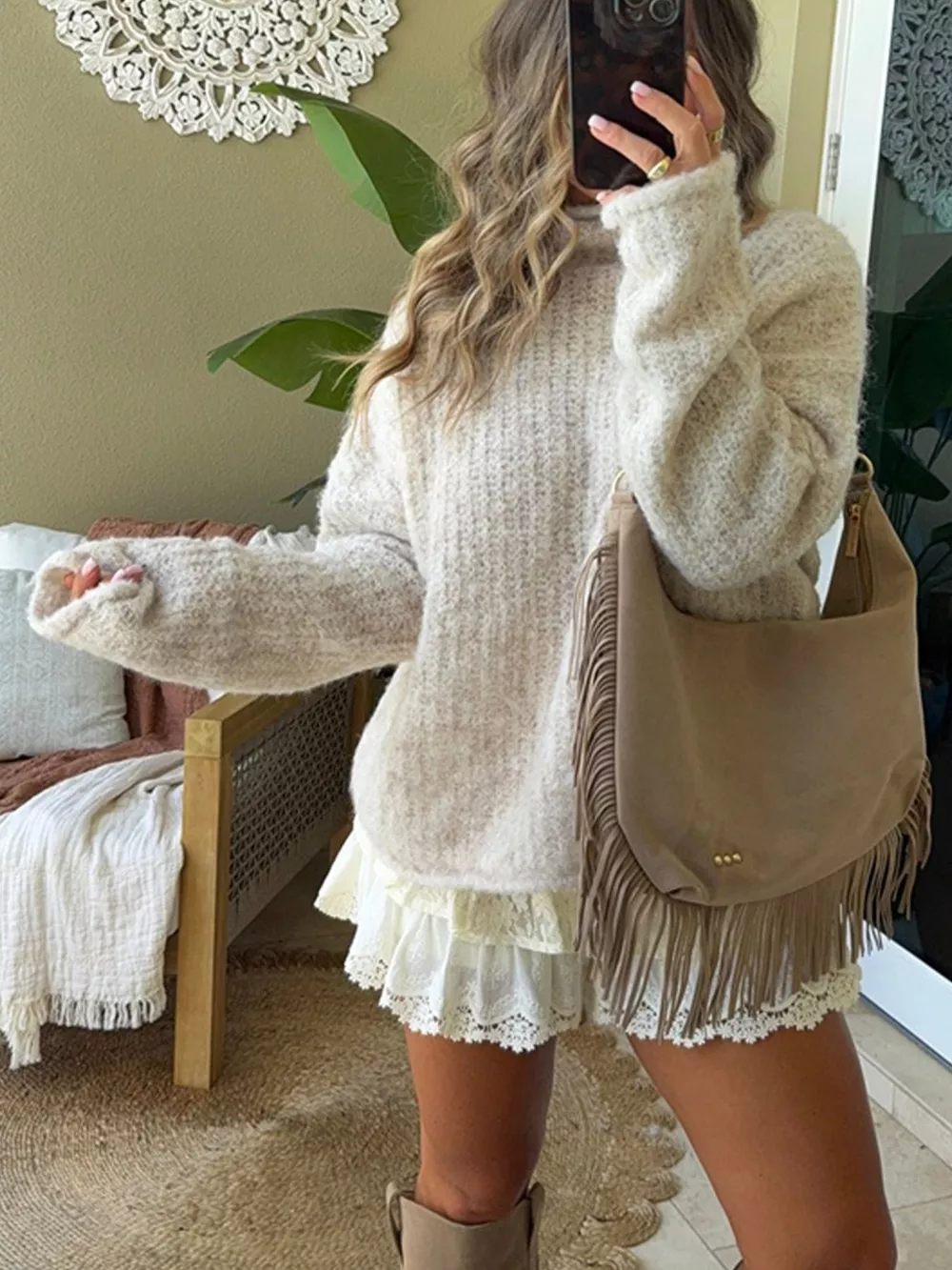 Mock Neck Chunky Knit Sweater, image 2