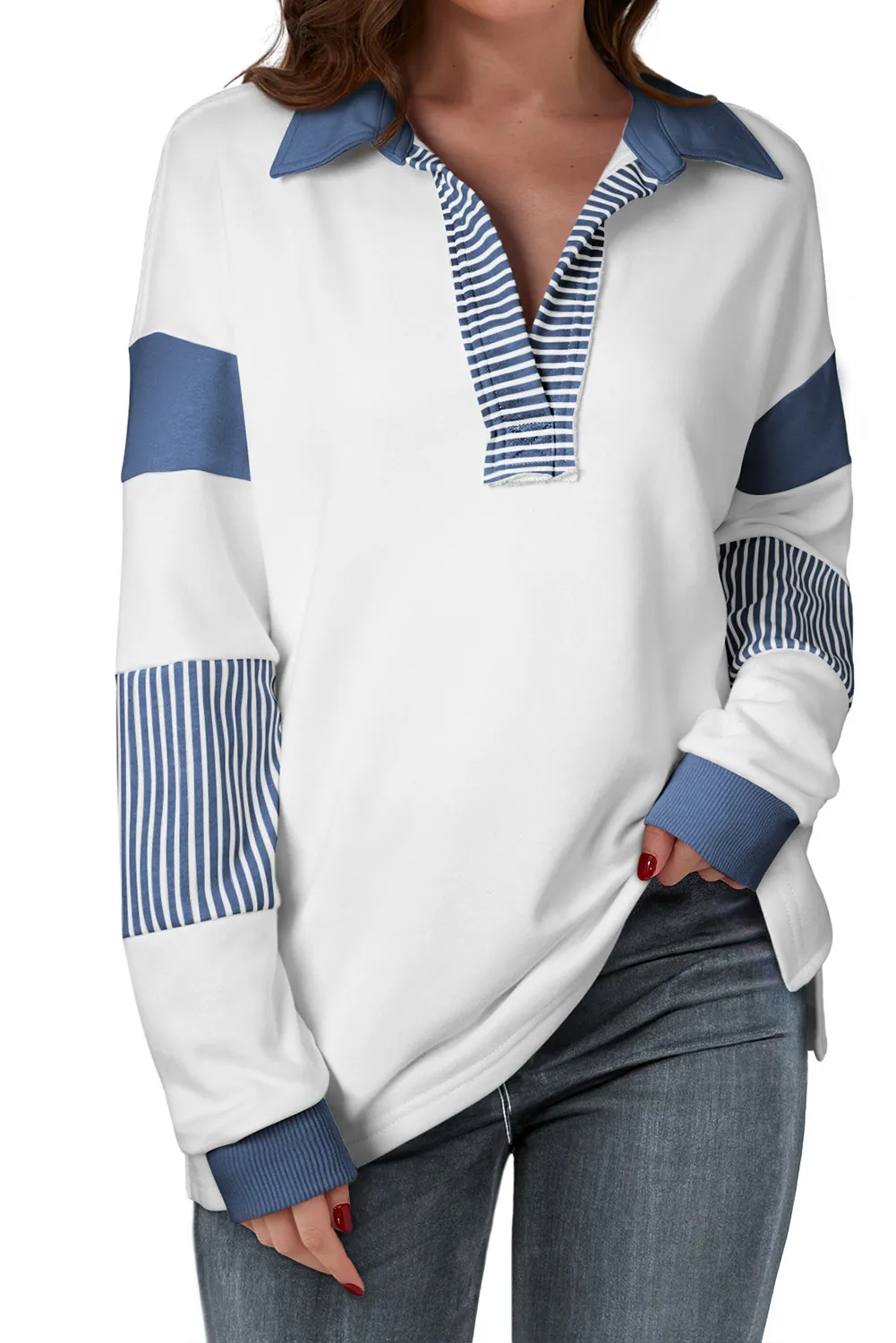 Collared Neck Long Sleeve Sweatshirt, image 7
