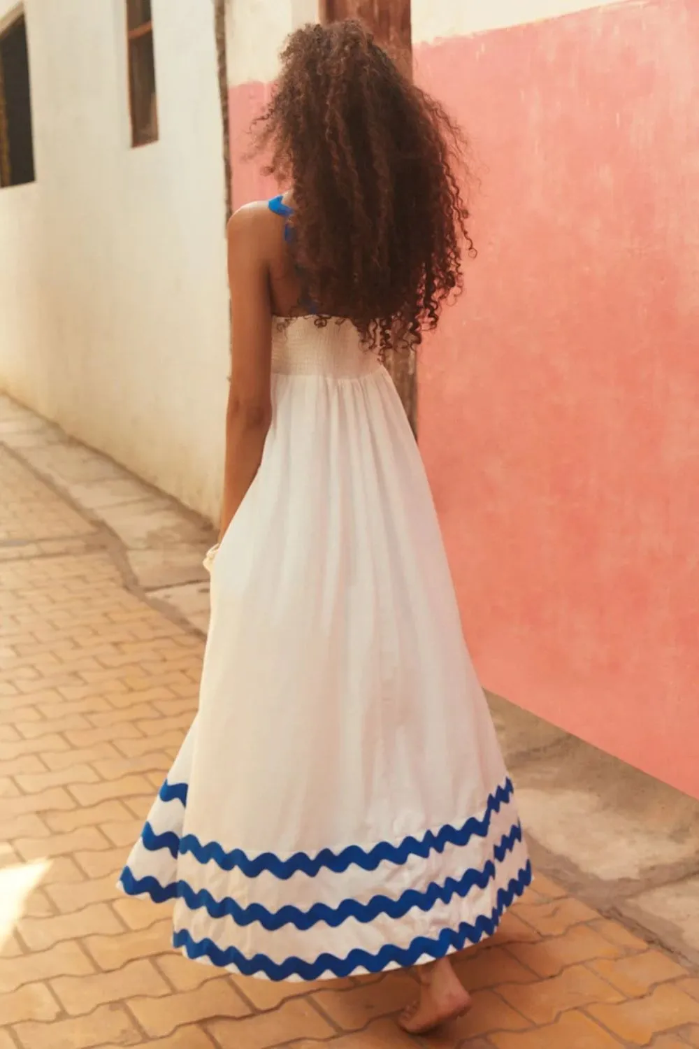 Contrast Trim Square Neck Wide Strap Dress, image 3