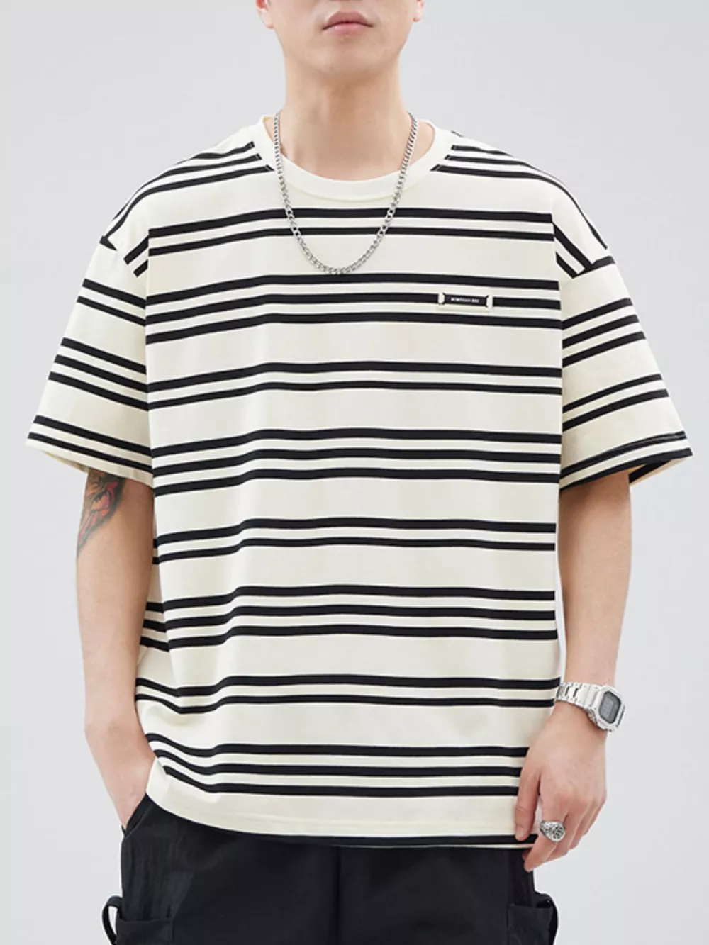 Men's Plus Size Striped Relaxed Fit T-Shirt, image 2