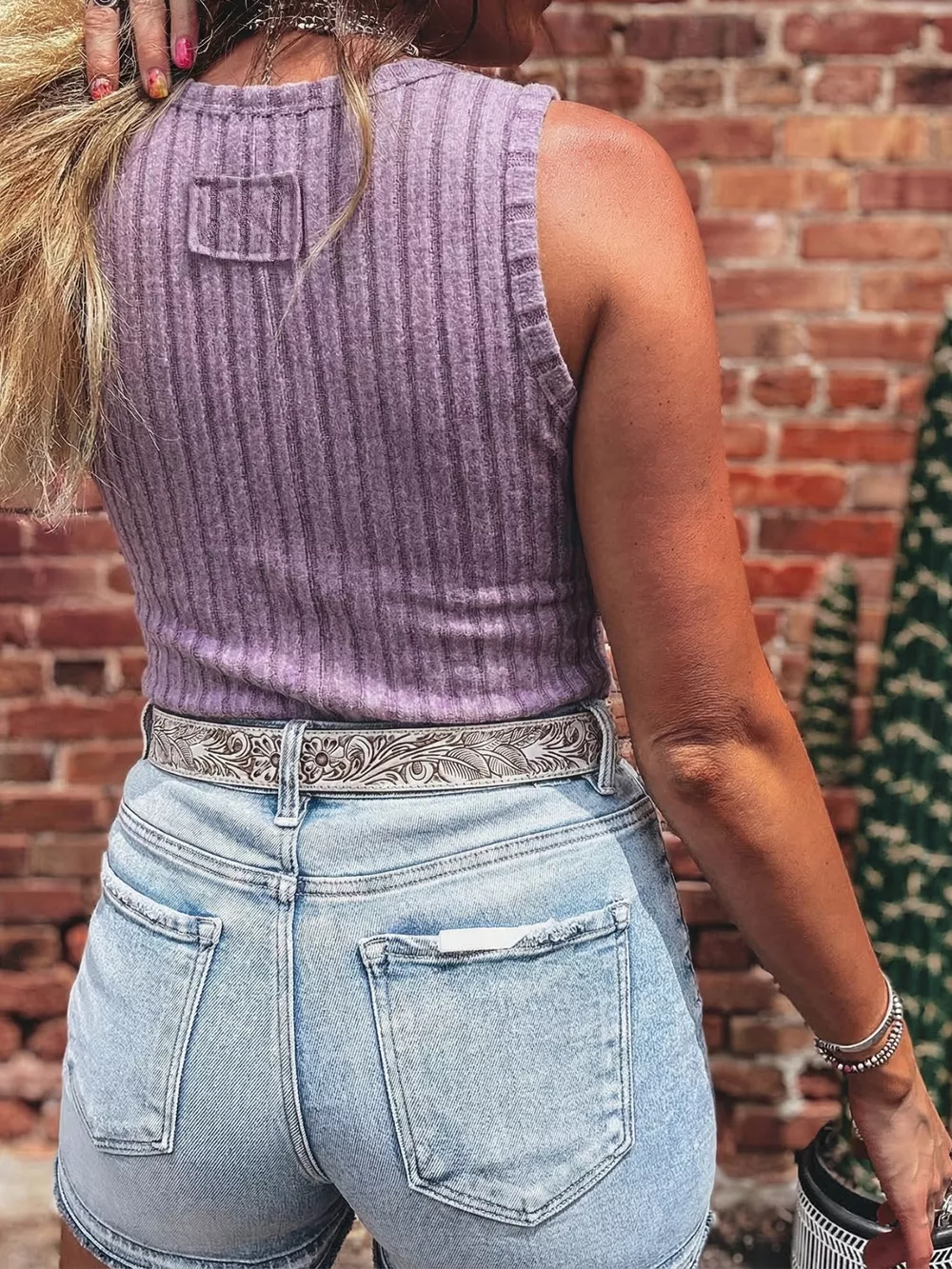Slim Ribbed Mineral Wash Tank Top, image 2