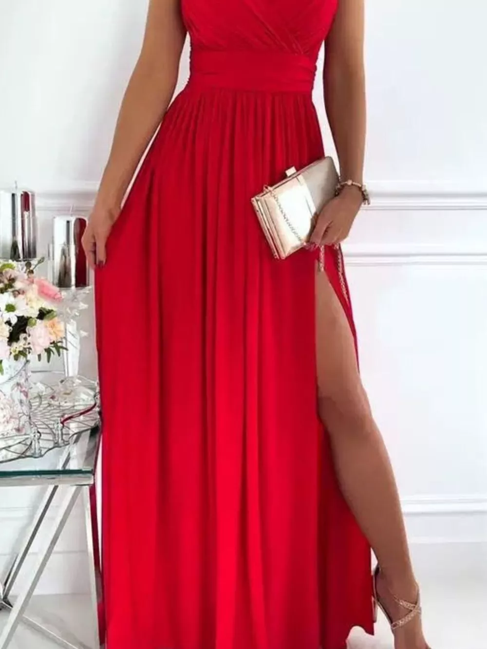 High Slit Lace Detail Maxi Dress, image 13
