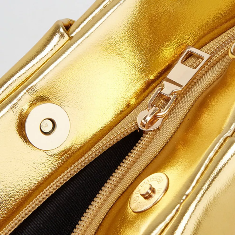 Ruched Shoulder Bag with Chain Strap, image 8