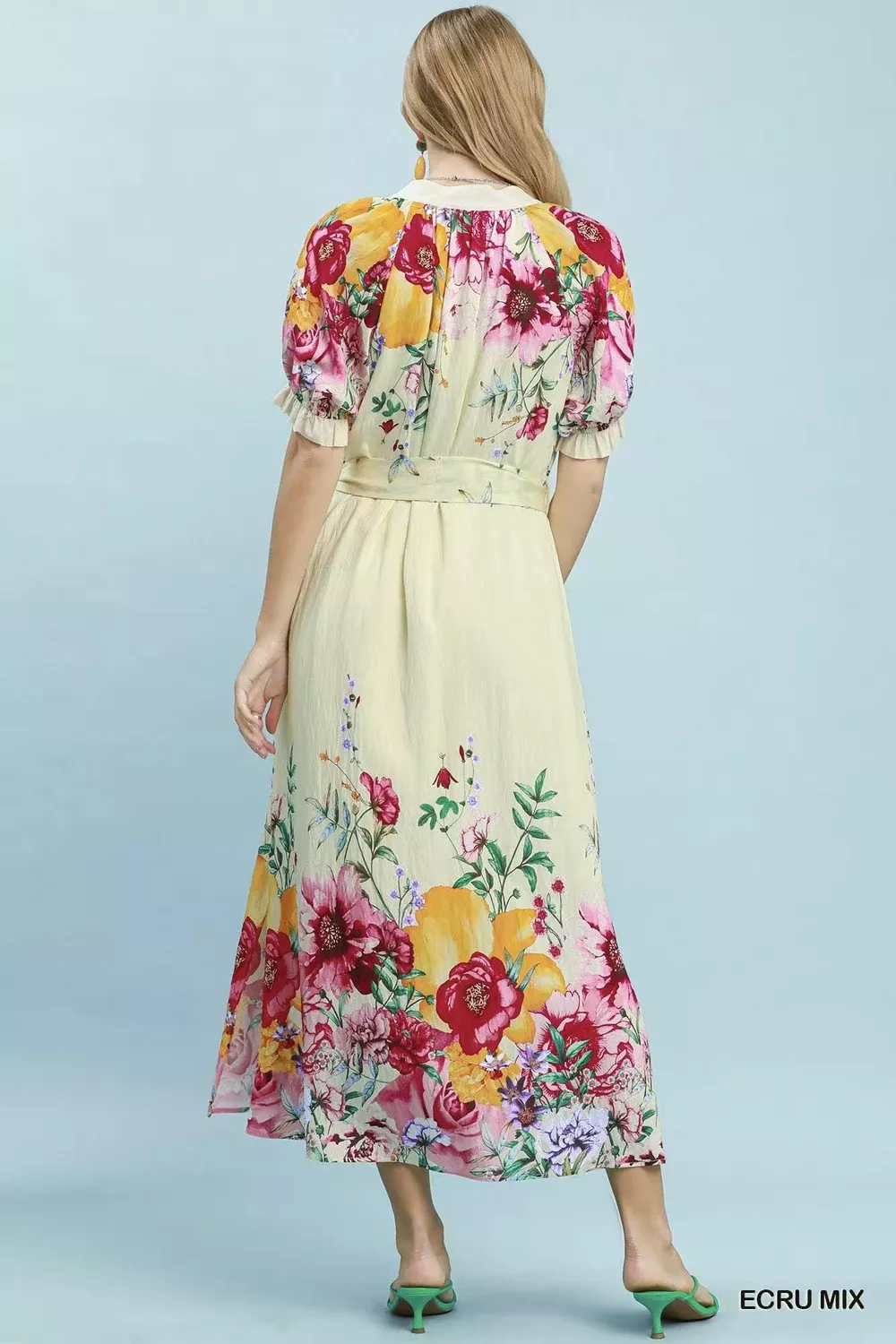 Mix Floral Border Print Midi Dress, image 4