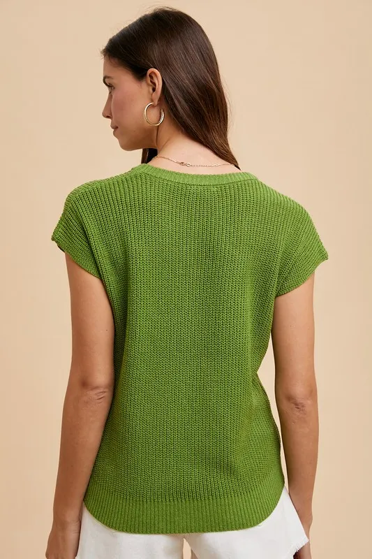 Round Neck Short Sleeve Sweater, image 2