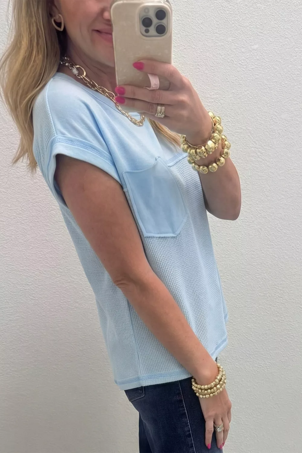 Waffle Knit Pocket T-Shirt, image 3