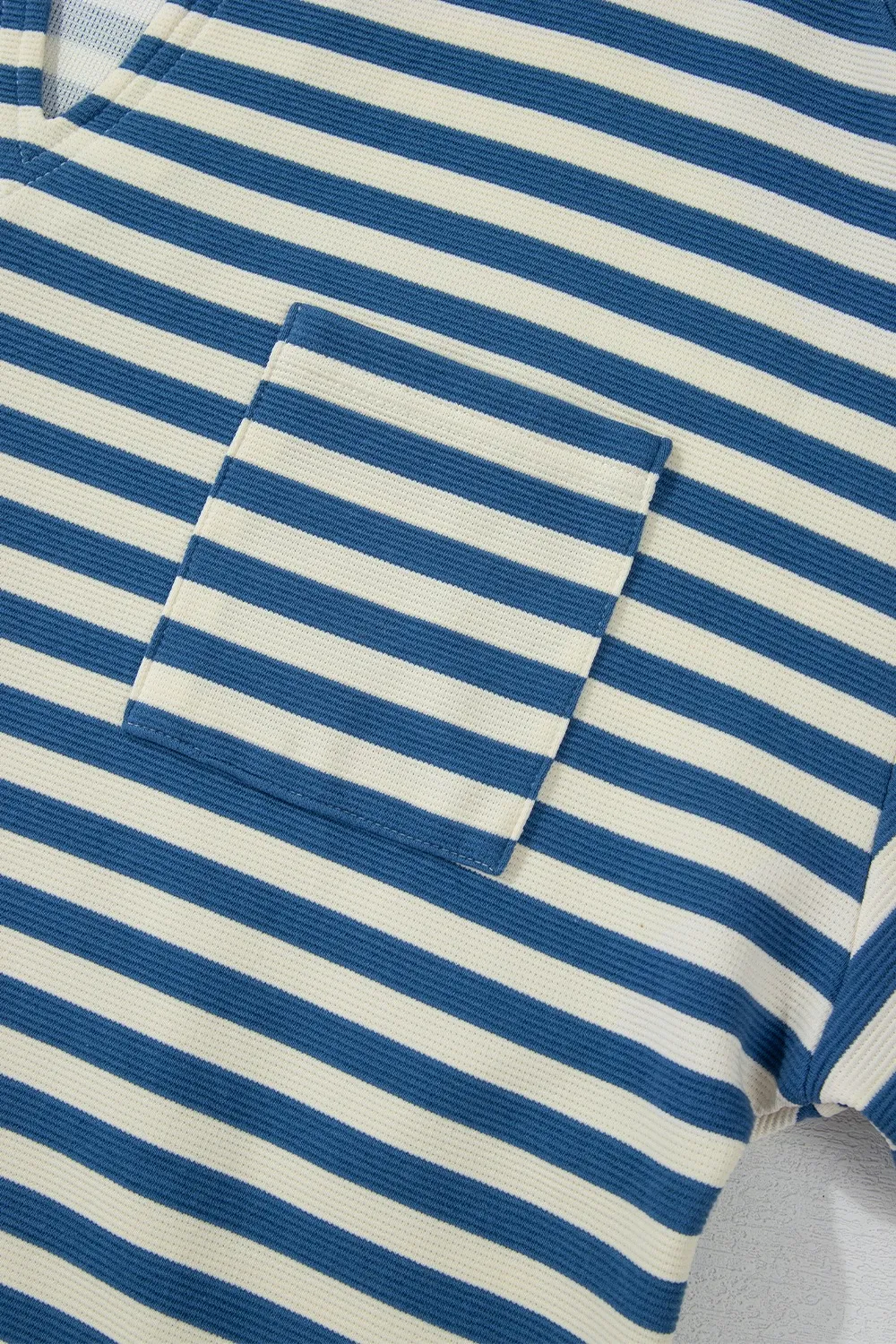 Stripe Chest Pocket Notched Top, image 4