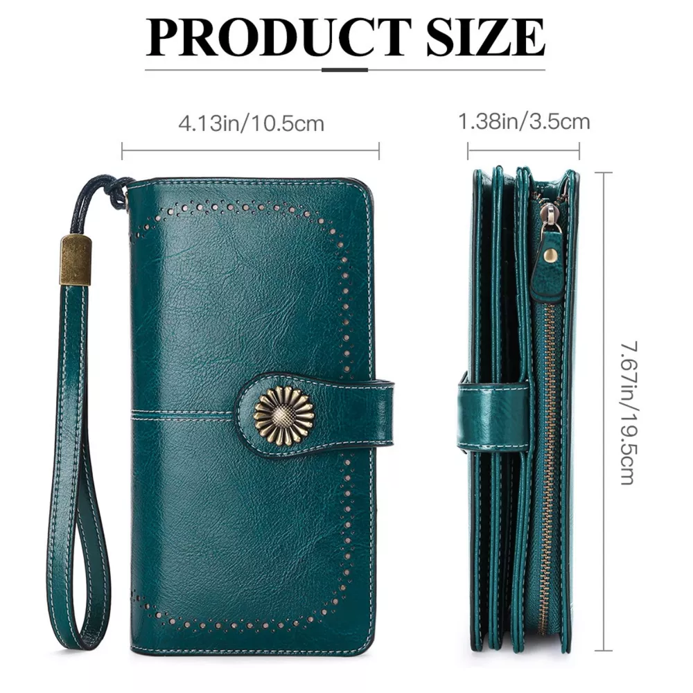 Vintage Style Leather Long Wallet, image 6