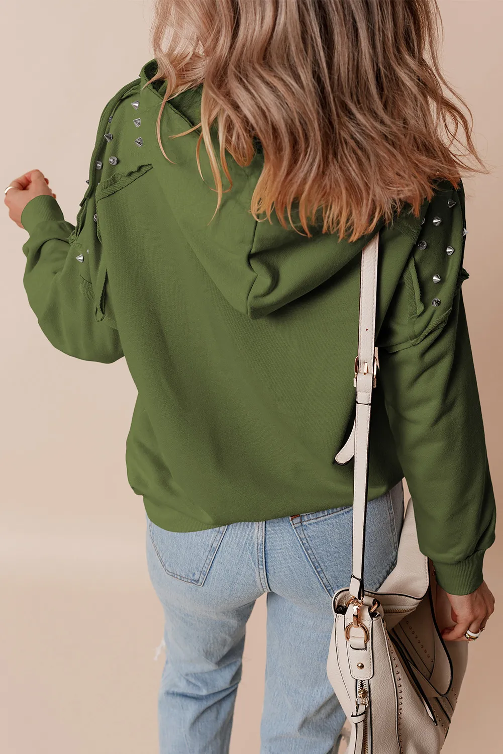 Rivet Drawstring Long Sleeve Hoodie, image 8