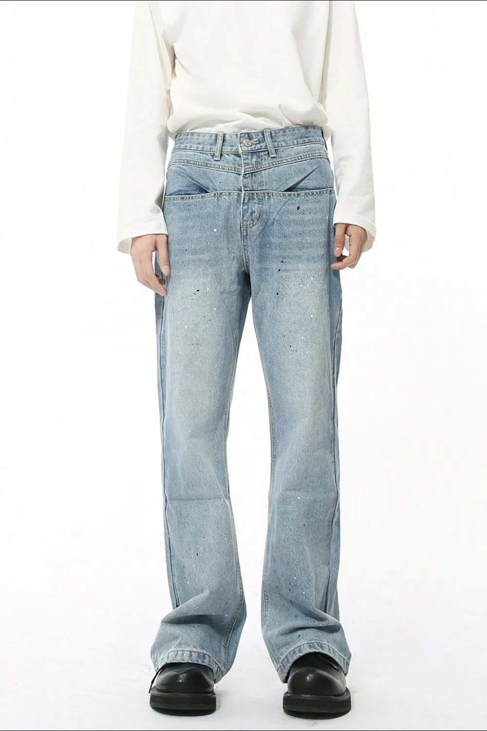 Splash Ink Washed Jeans with Pockets, image 3