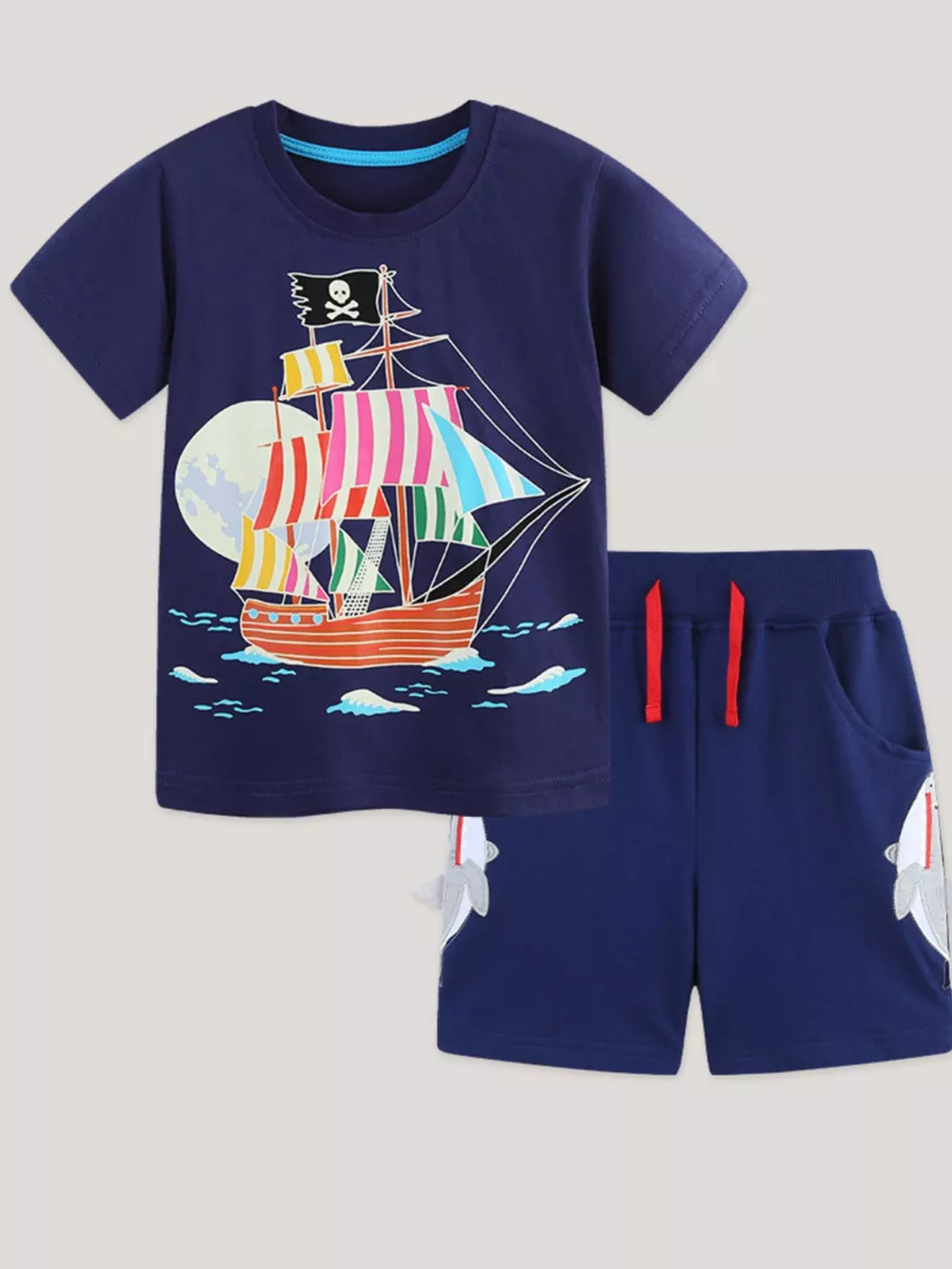 Children's Pirate Ship Graphic Tee & Shorts Set, image 2