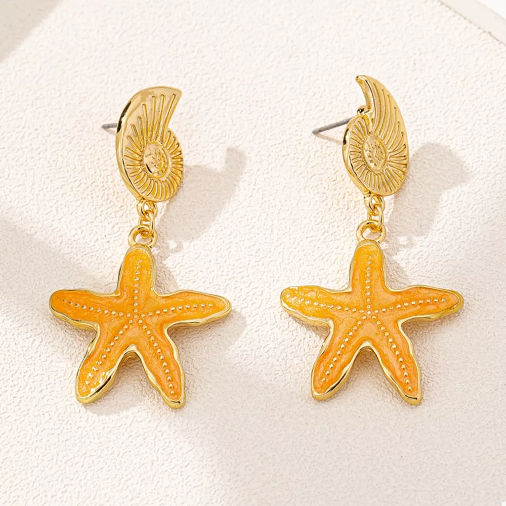 Ocean Shell Starfish Drop Earrings, image 4