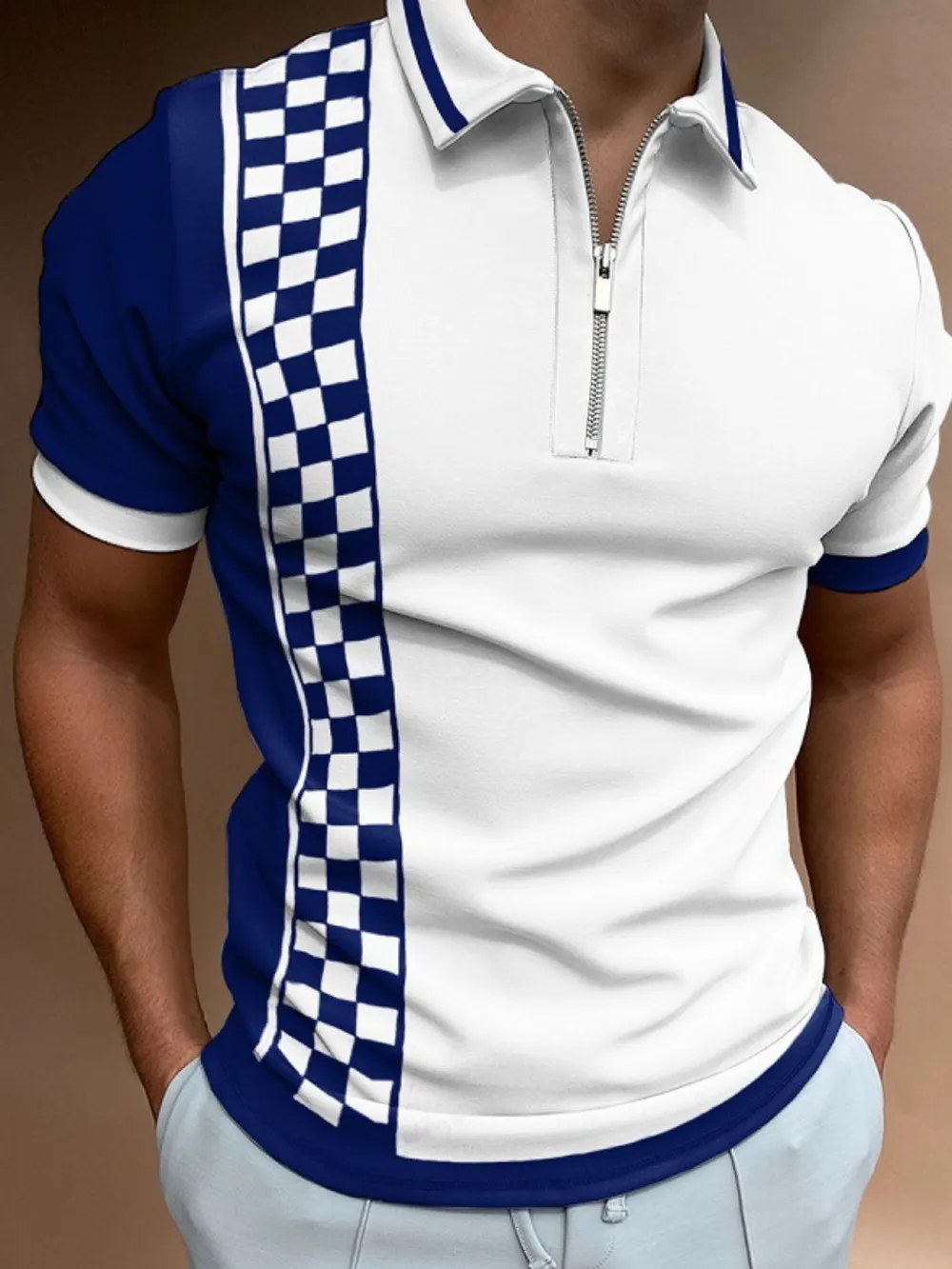 Men's Full Size Quarter Zip Short Sleeve Polo Plus Size, image 6