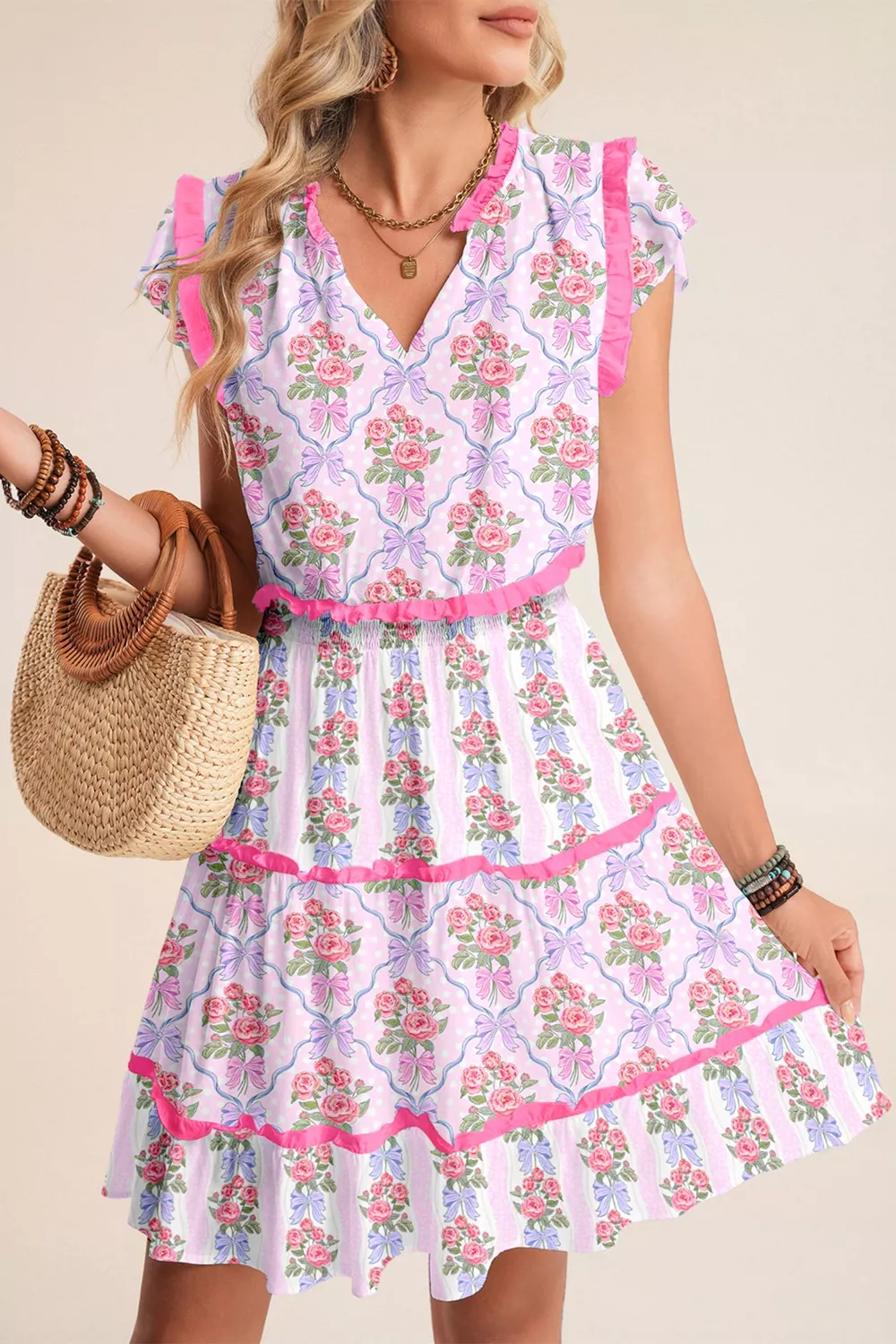 Tiered Ruffles Sleeveless Summer Floral Dress, image 2