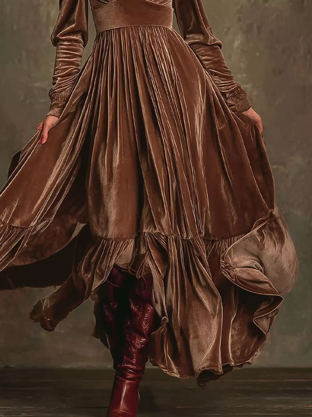 Ruffled Hem Long Sleeve Dress, image 6